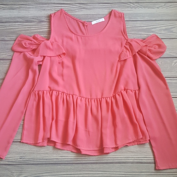 Perfect Sophistication Coral Long Sleeve Blouse - Picture 2 of 3
